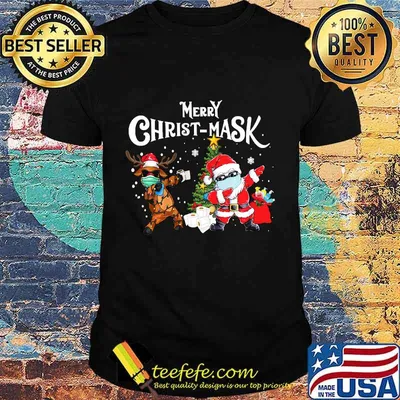 Merry Christmaks Santa Reindeer Face Mask christmas Shirt