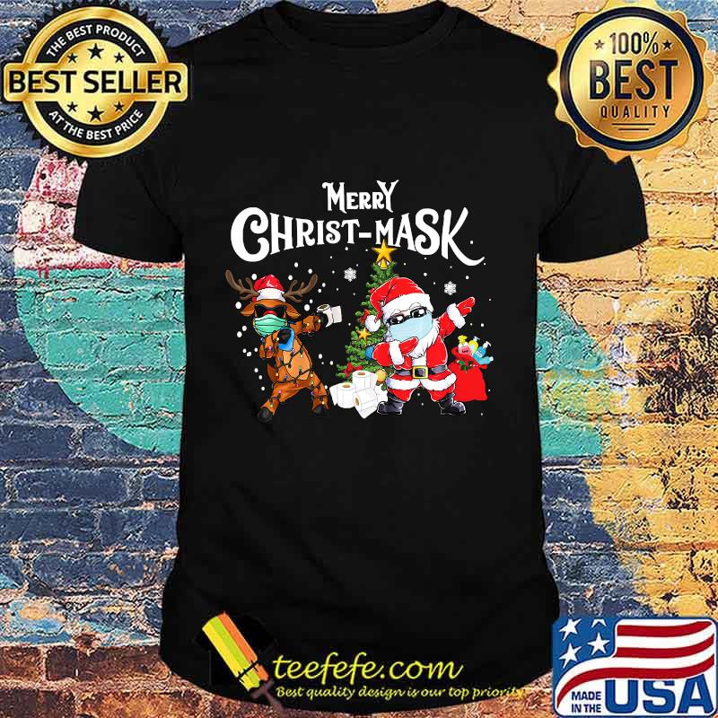 Merry Christmaks Santa Reindeer Face Mask christmas Shirt
