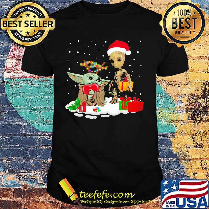 Merry christmas baby yoda hug heart and baby groot shirt Merry christmas baby yoda hug heart and baby groot shirt