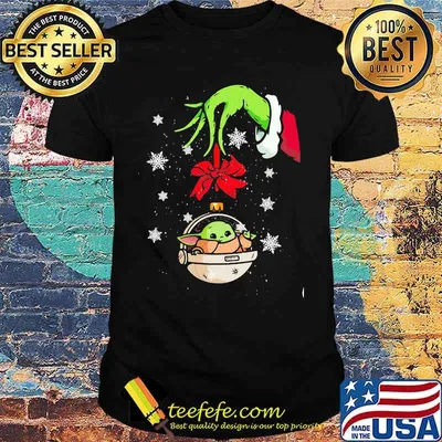 Merry christmas grinch holding baby yoda shirt