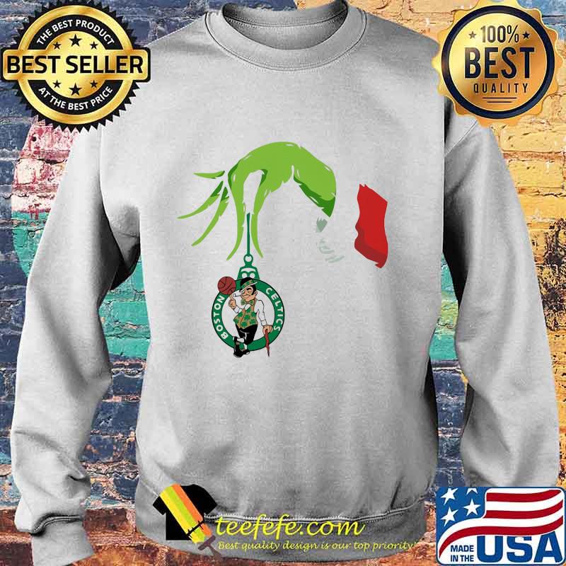 Merry christmas grinch holding boston celtics basketball logo s Sweater Merry christmas grinch holding boston celtics basketball logo s Sweater