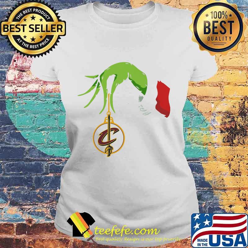 Merry christmas grinch holding cleveland cavallers logo s Laides tee Merry christmas grinch holding cleveland cavallers logo s Laides tee