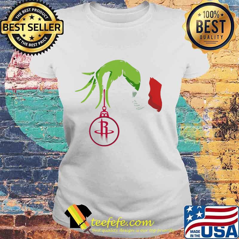 Merry christmas grinch holding houston rockets logo s Laides tee Merry christmas grinch holding houston rockets logo s Laides tee