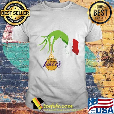 Merry christmas grinch holding los angeles lakers logo shirt