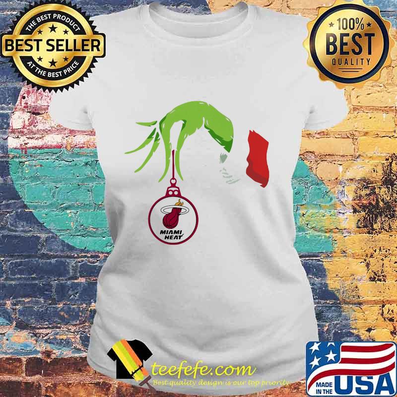 Merry christmas grinch holding miami heat logo s Laides tee Merry christmas grinch holding miami heat logo s Laides tee