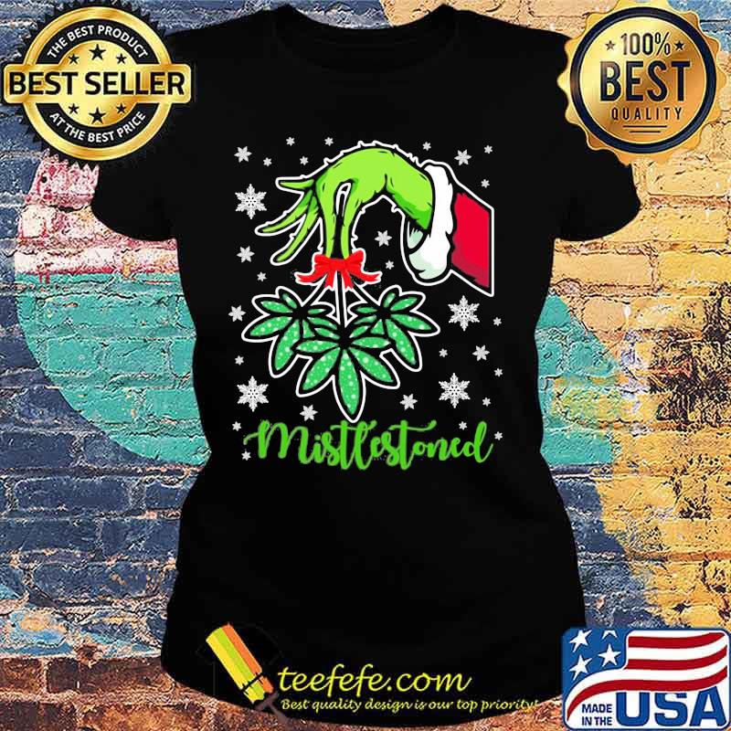 Merry christmas grinch holding mistlestoned weed s Ladies tee Merry christmas grinch holding mistlestoned weed s Ladies tee