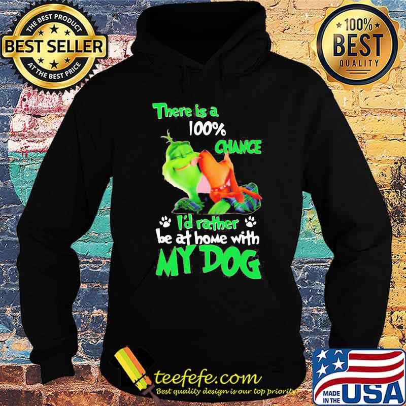 Merry christmas grinch there is a 100% chance i'd rather be at home with my dog s Hoodie Merry christmas grinch there is a 100% chance i'd rather be at home with my dog s Hoodie