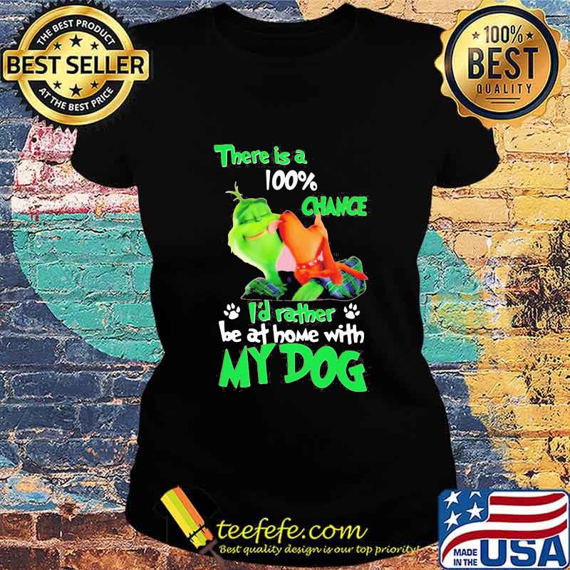 Merry christmas grinch there is a 100% chance i'd rather be at home with my dog s Ladies tee Merry christmas grinch there is a 100% chance i'd rather be at home with my dog s Ladies tee