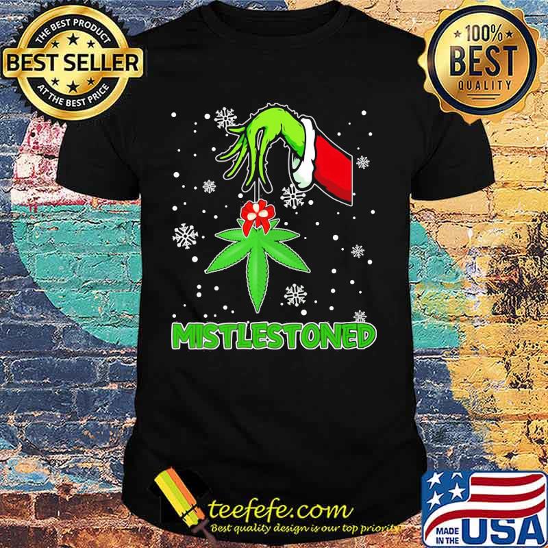Merry christmas grinch weed mistlestoned snow shirt