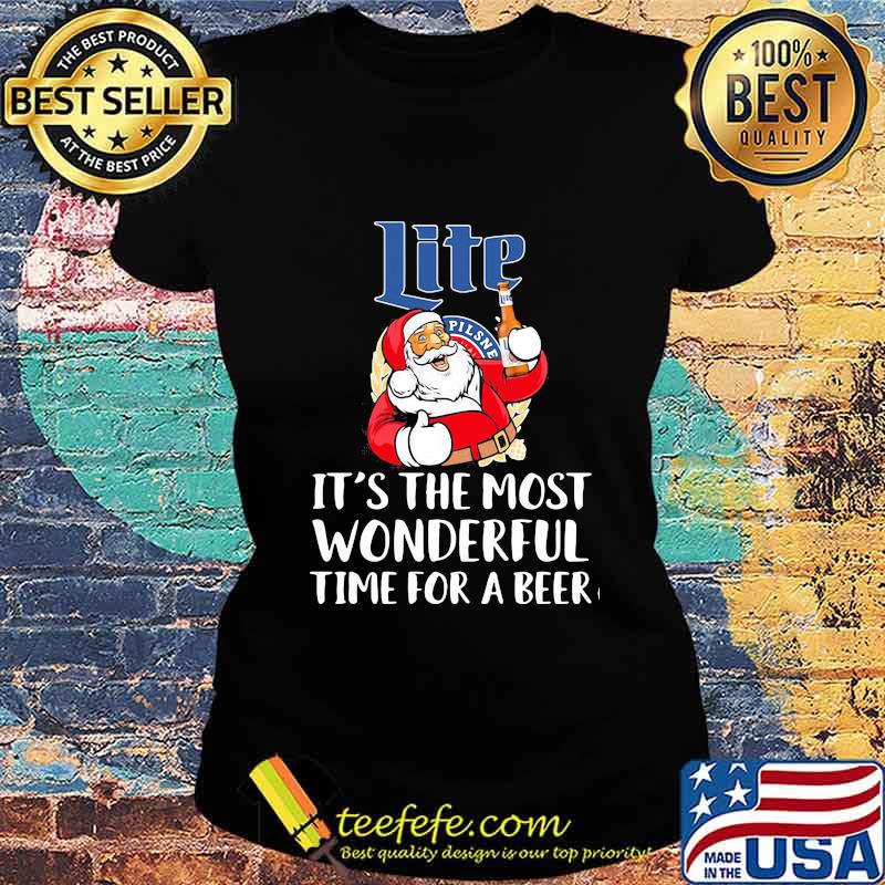 Merry christmas santa lite it's the most wonderful time for a beer s Ladies tee Merry christmas santa lite it's the most wonderful time for a beer s Ladies tee