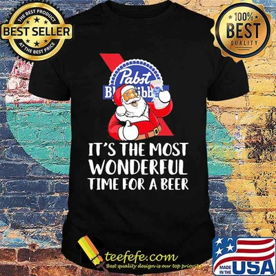 Merry christmas santa pabst blue ribbon it's the most wonderful time for a beer shirt