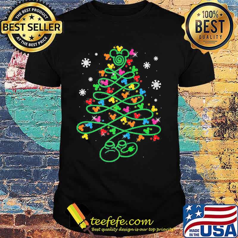 Merry christmas tree mickey mouse snow shirt