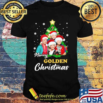 Merry golden christmas tree snow shirt