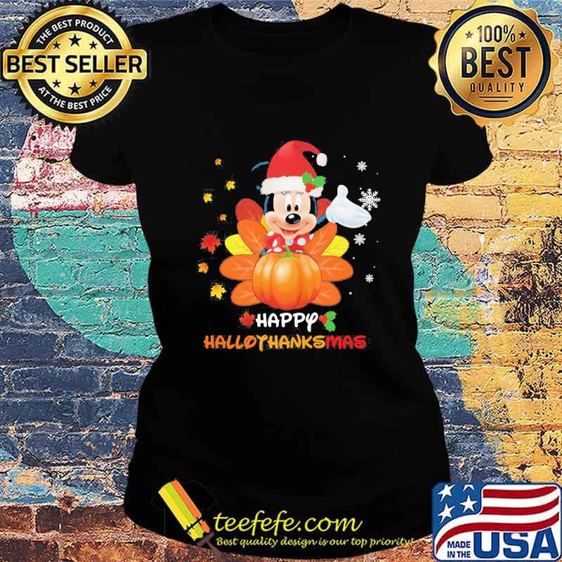 Mickey snow happy hallothanksmas s Ladies tee Mickey snow happy hallothanksmas s Ladies tee