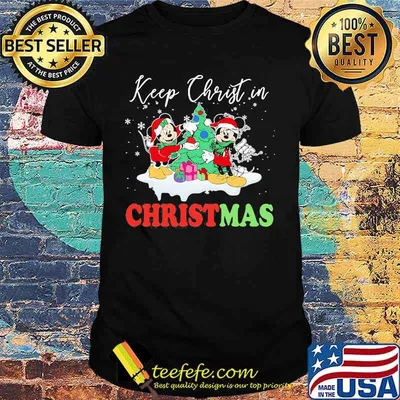 Minnie and mickey mouse keep christ in christmas shirt