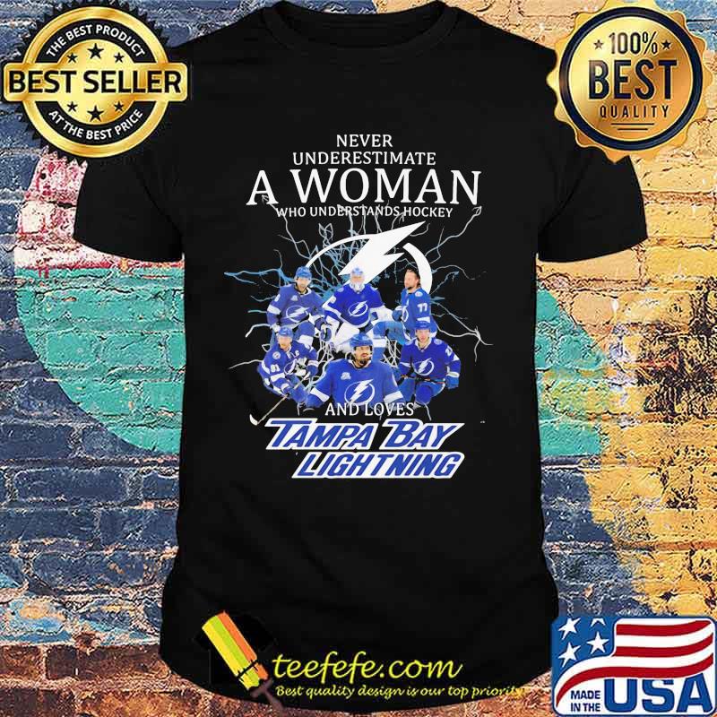 Never underestimate a woman who understands hockey and loves tampa bay lightning shirt