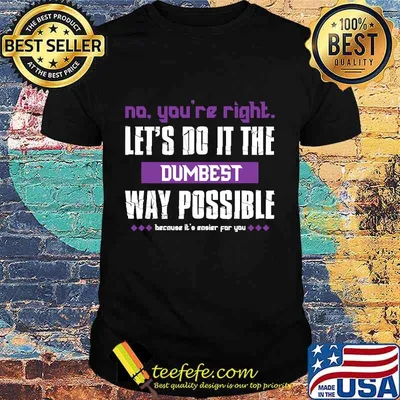 No You're Right Let's Do It The Dumbest Way Possible Shirt
