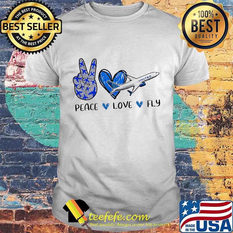Peace Love Fly Heart Blue Planes Shirt