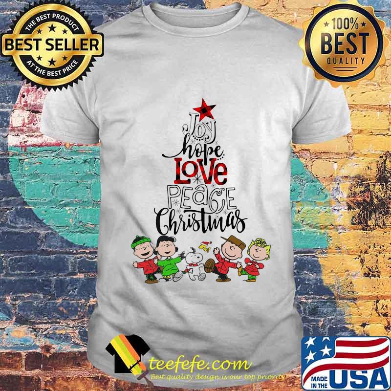 Peanuts snoopy woodstock sally brown joy hope love peace believe christmas shirt