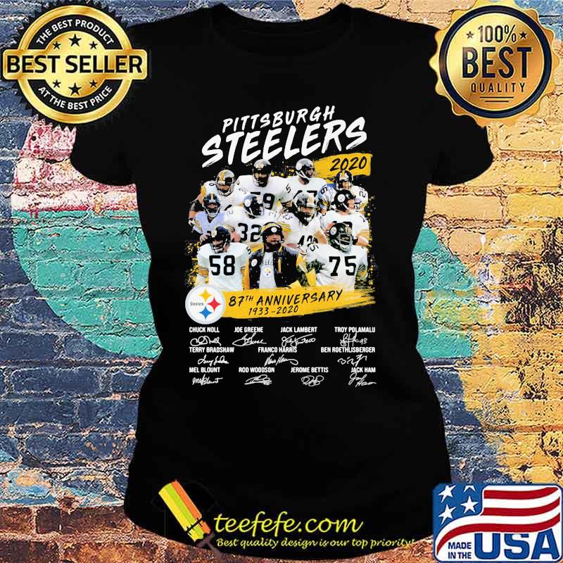 Pittsburgh steelers 87th anniversary 1933 2020 thank you for the memories signatures s Ladies tee Pittsburgh steelers 87th anniversary 1933 2020 thank you for the memories signatures s Ladies tee
