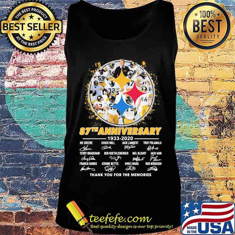 Pittsburgh steelers football 87th anniversary 1933 2020 thank you for the memories signatures s Tank top Pittsburgh steelers football 87th anniversary 1933 2020 thank you for the memories signatures s Tank top
