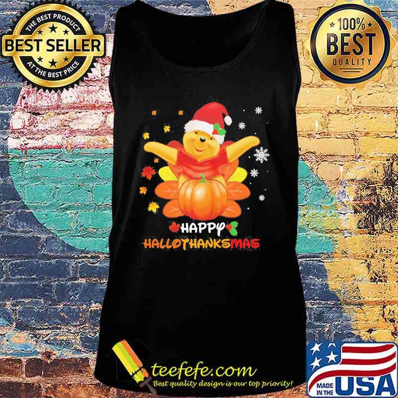 Pooh snow happy hallothanksmas s Tank top Pooh snow happy hallothanksmas s Tank top