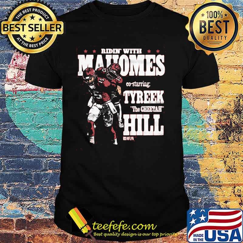 Riding with mahomes co staring tyreek the cheetah hill nfl football shirt