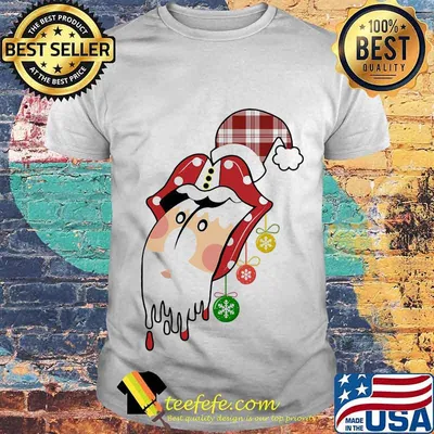 Santa Clause Rolling Stones Merry Christmas Shirt