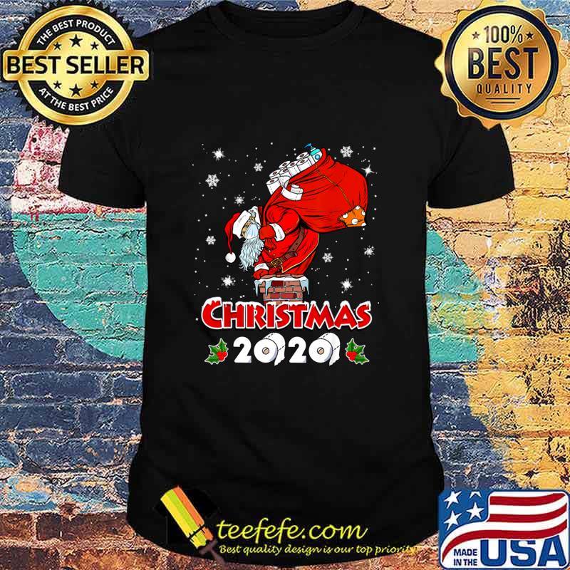Santa With Face Mask Quarantine Christmas 2020 Toilet Papers Shirt