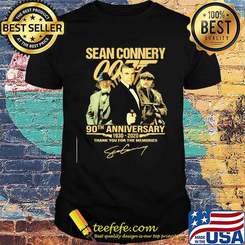 Sean connery 90th anniversary 1930 - 2020 thank you for the memories signatures shirt