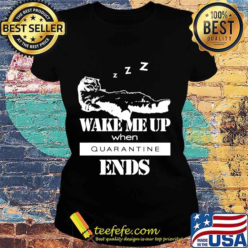 Sleeping cat says wake me up when quarantine ends s Ladies tee Sleeping cat says wake me up when quarantine ends s Ladies tee