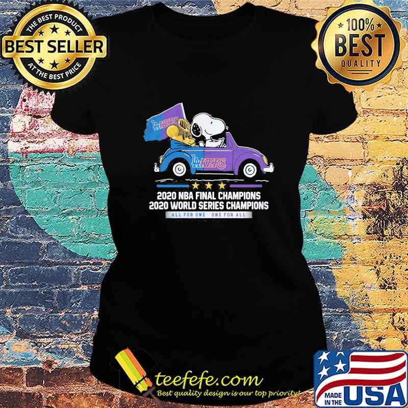 Snoopy and woodstock 2020 nba finals champions all for one los angeles lakers s Ladies tee Snoopy and woodstock 2020 nba finals champions all for one los angeles lakers s Ladies tee