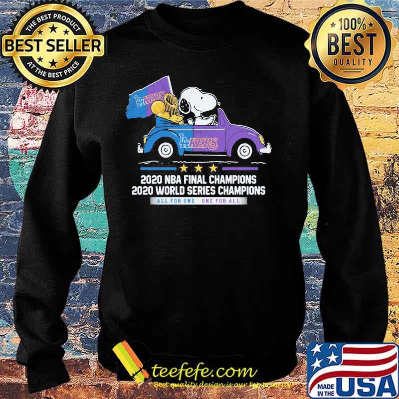 Snoopy and woodstock 2020 nba finals champions all for one los angeles lakers s Sweater Snoopy and woodstock 2020 nba finals champions all for one los angeles lakers s Sweater