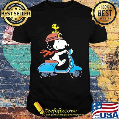 Snoopy And Woodstock Ride Motorbike Shirt