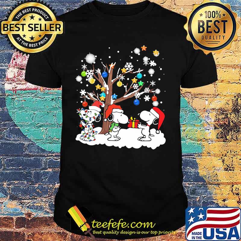 Snoopy merry christmas lights snow shirt