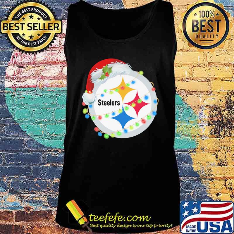 Sparkling Lights Logo Steelers Hat Santa Merry Christmas Shirt Tank top Sparkling Lights Logo Steelers Hat Santa Merry Christmas Shirt Tank top
