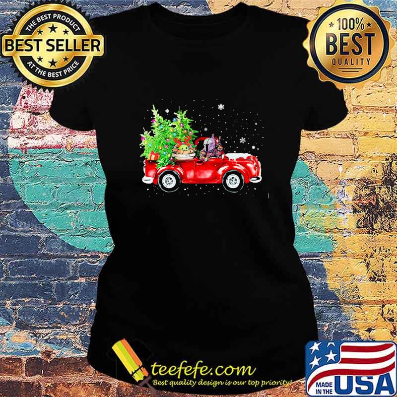 Star wars baby yoda and darth vader riding car vintage christmas tree s Ladies tee Star wars baby yoda and darth vader riding car vintage christmas tree s Ladies tee