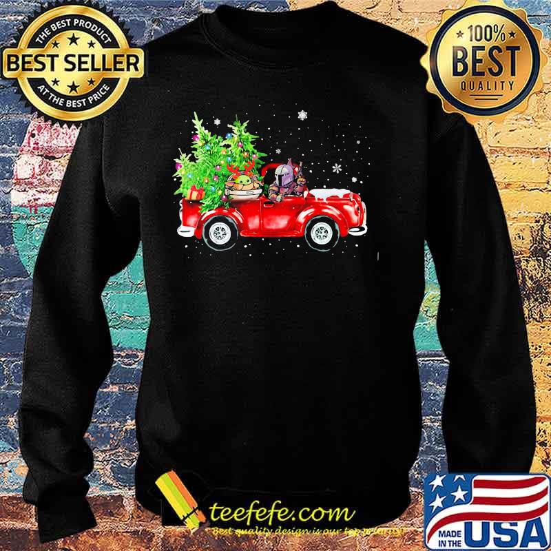 Star wars baby yoda and darth vader riding car vintage christmas tree s Sweater Star wars baby yoda and darth vader riding car vintage christmas tree s Sweater