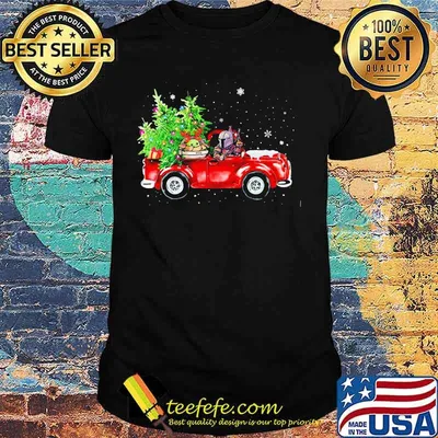 Star wars baby yoda and darth vader riding car vintage christmas tree shirt