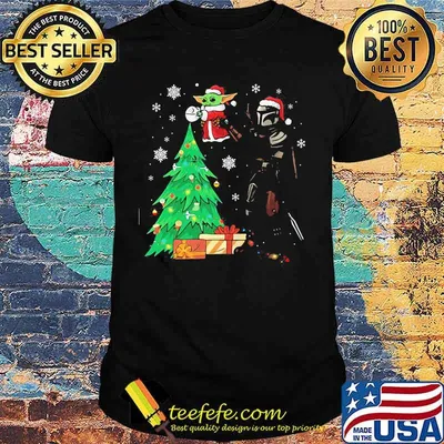 Star wars darth vader and baby yoda christmas tree shirt
