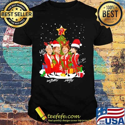 Stars Rolling Stones Band Music Wear Pajama Santa Christmas Tree Merry Xmas Shirt