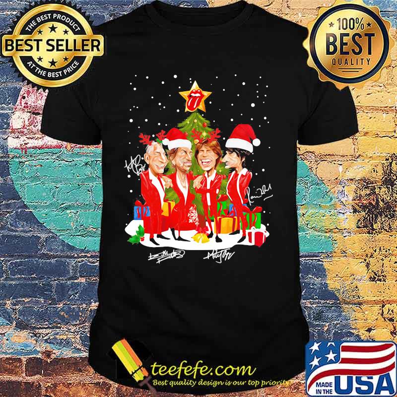 Stars Rolling Stones Band Music Wear Pajama Santa Christmas Tree Merry Xmas Shirt