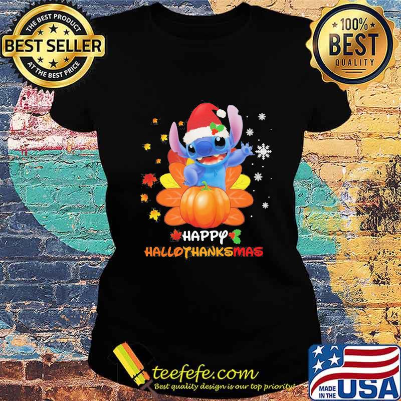 Stitch snow happy hallothanksmas shirts Ladies tee Stitch snow happy hallothanksmas shirts Ladies tee