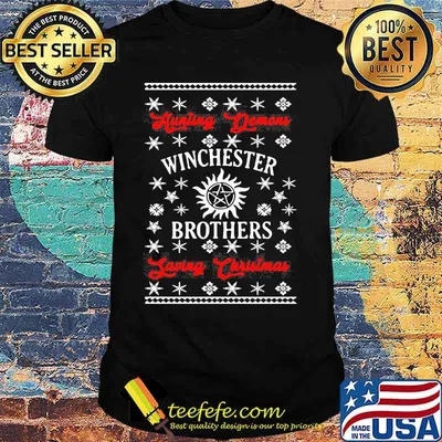 Supernatural hunting demons winchester brothers saving christmas shirt