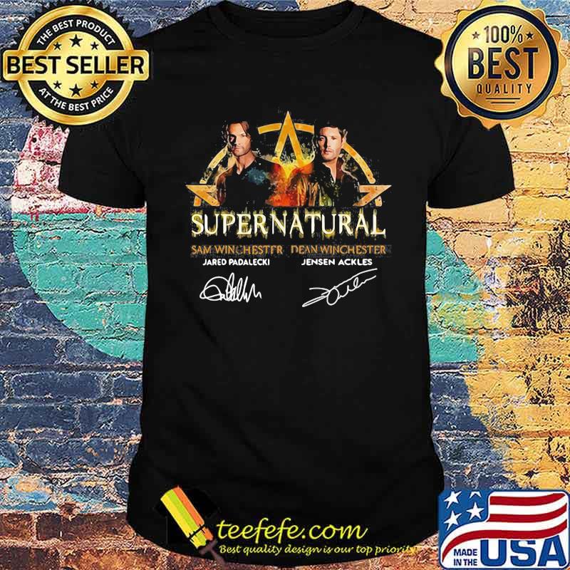 Supernatural sam winchester dean winchester jared padalecki jensen ackles signatures shirt
