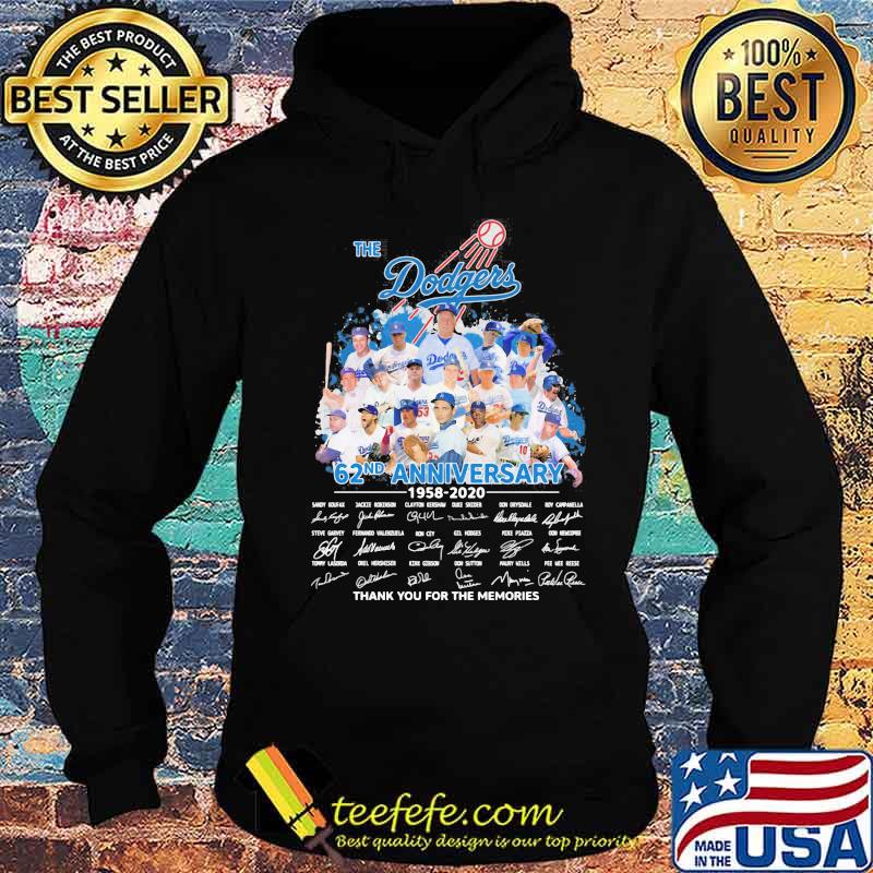 The dodgers 62nd anniversary 1958-2020 thank you for the memories signatures s Hoodie The dodgers 62nd anniversary 1958-2020 thank you for the memories signatures s Hoodie