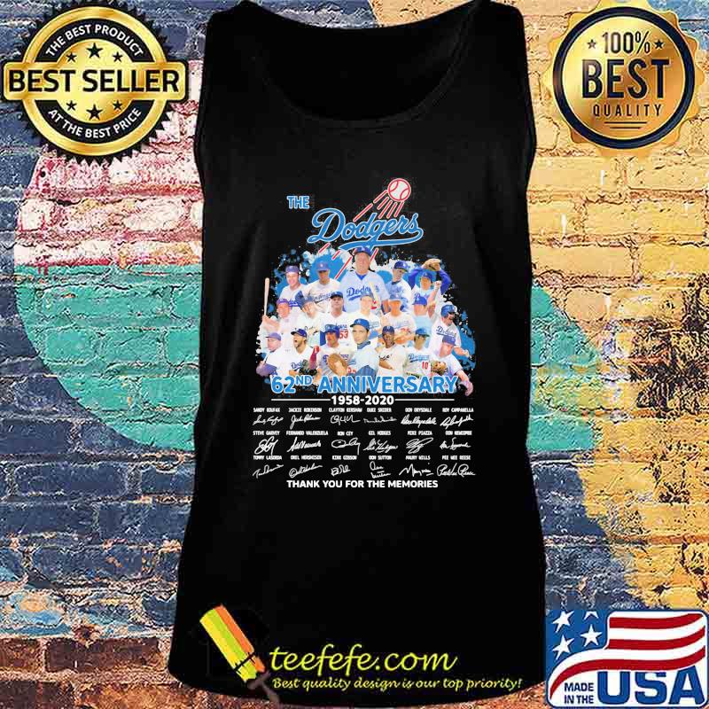 The dodgers 62nd anniversary 1958-2020 thank you for the memories signatures s Tank top The dodgers 62nd anniversary 1958-2020 thank you for the memories signatures s Tank top