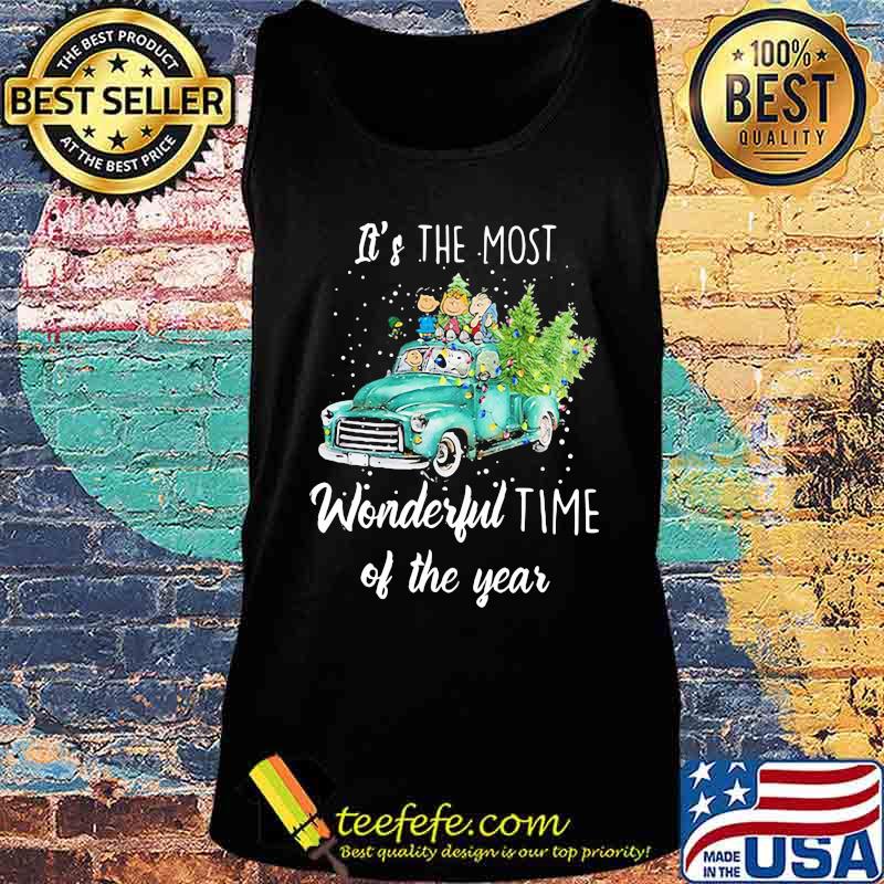 The Peanuts Snoopy And Friends Truck It's The Most Wonderful Time Of The Year Christmas Shirt Tank top The Peanuts Snoopy And Friends Truck It's The Most Wonderful Time Of The Year Christmas Shirt Tank top