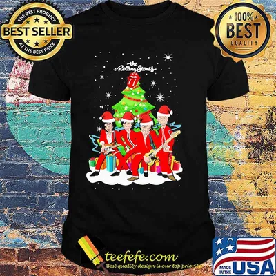 The Rolling Stones Wear Pajama Santa Christmas Tree Merry Xmas Shirt