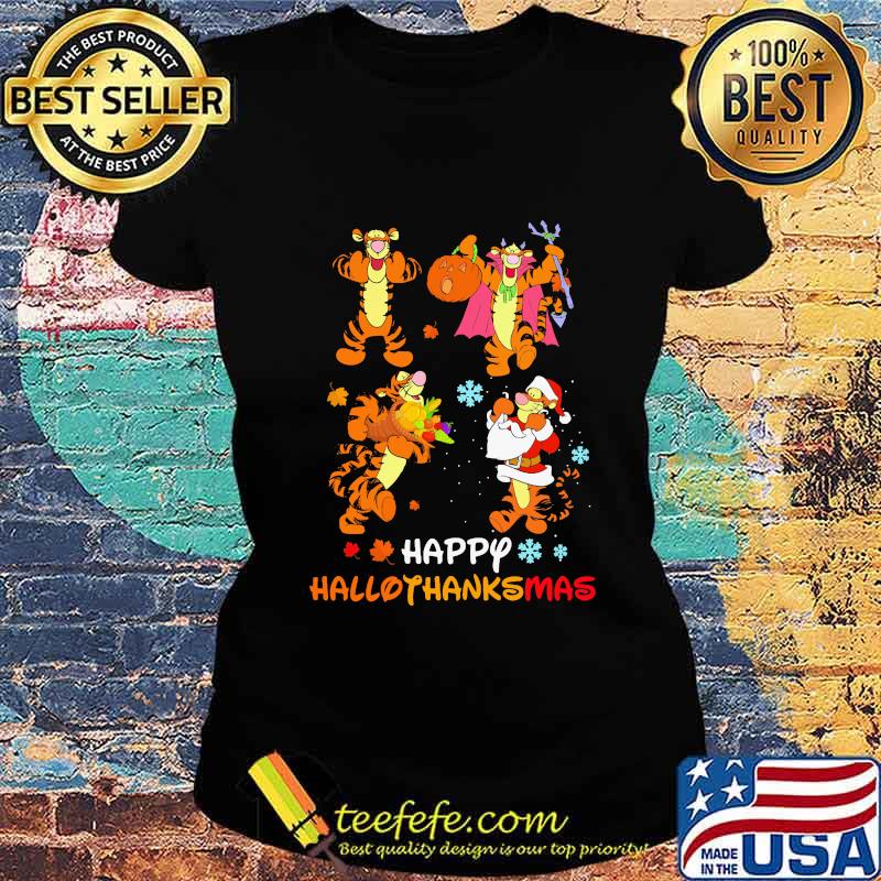 Tigger happy hallothanksmas halloween thanksgiving christmas s Ladies tee Tigger happy hallothanksmas halloween thanksgiving christmas s Ladies tee